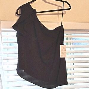 Milk & Honey Woman's Black One Shoulder Sleeveless Blouse, Size: L, NWT